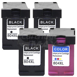 4 Pack HP 804XL Generic High Yield Inkjet Cartridges T6N12AA + T6N11AA [3BK,1CL]