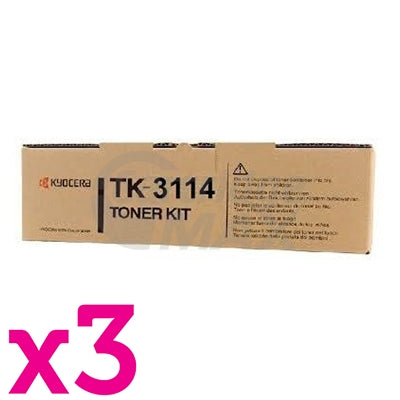 3 x Original Kyocera TK-3114 Black Toner Kit FS-4100DN