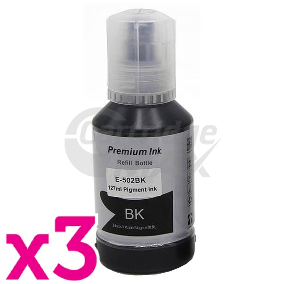 3 x Epson T502 Generic Black Ink Bottle [C13T03K192]