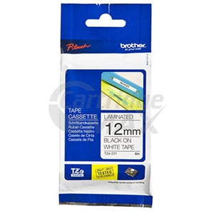 Brother TZe-231 Original 12mm Black Text on White Laminated Tape - 8 meters