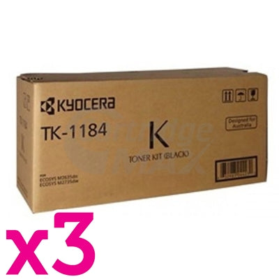 3 x Original Kyocera TK-1184 Black Toner Cartridge M2735DW, M2635DN
