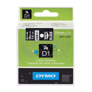 Dymo SD45811 / S0720910 Original 19mm White Text on Black Label Cassette - 7 meters