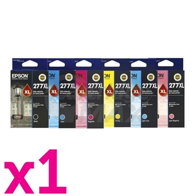 6 Pack Epson 277XL Original High Yield Inkjet Cartridges [1BK,1C,1M,1Y,1LC,1LM]