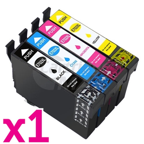 4 Pack Epson 702XL Generic High Yield Inkjet Cartridges Combo [1BK,1C,1M,1Y]