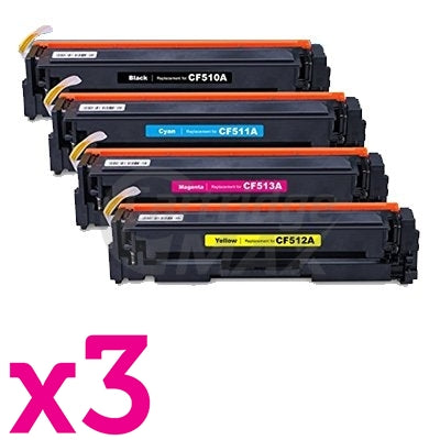 3 Sets of 4 Pack HP 204A (CF510A-CF513A) Generic Toner Cartridges [3BK,3C,3M,3Y]
