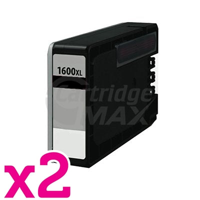 2 x Canon PGI-1600XLBK Generic Black High Yield Ink Cartridge