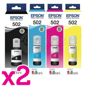8-Pack Original Epson T502 EcoTank Ink Bottles [2BK+2C+2M+2Y]