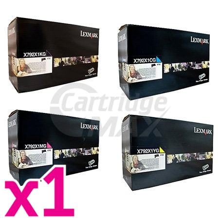 4 Pack Lexmark Original High Yield X792X1KG-X792X1YG Toner