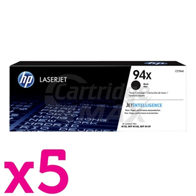 5 x HP 94X CF294X Original Black High Yield Toner Cartridge - 2,800 Pages