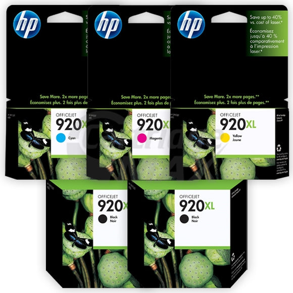 5 Pack HP 920XL Original High Yield Inkjet Cartridges CD972AA-CD975AA [2BK,1C,1M,1Y]