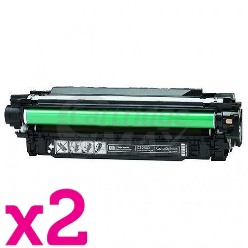 2 x HP CE250X (504X) Generic Black Toner Cartridge - 10,500 Pages
