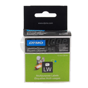 Dymo SD11353 / S0722530 Original Multi Purpose 2UP Label Roll 13mm x 25mm - 1,000 labels per roll