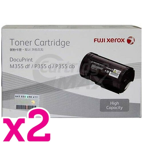 2 x Original Fuji Xerox DocuPrint M355df, P355d Black High Yield Toner - 10,000 pages (CT201938)