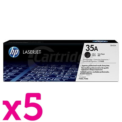 5 x HP CB435A (35A) Original Black Toner Cartridge - 1,500 Pages