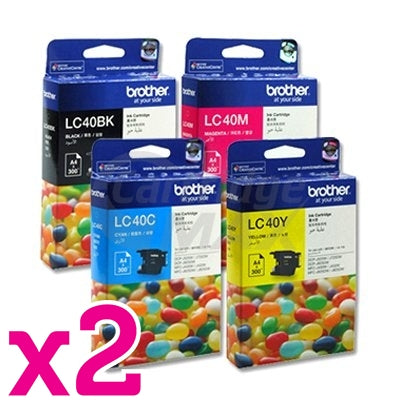 8 Pack Original Brother LC-40 Ink Combo [2BK+2C+2M+2Y]