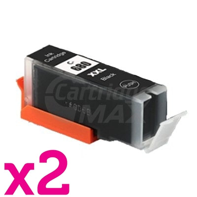 2 x Canon PGI-680XXLBK Extra High Yield Generic Black Inkjet Cartridge