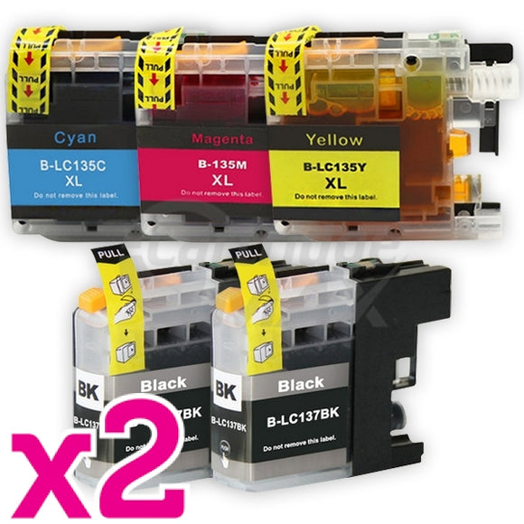 10 Pack Generic Brother LC-137XLBK + LC-135XLC/M/Y Ink Cartridges [4BK,2C,2M,2Y]