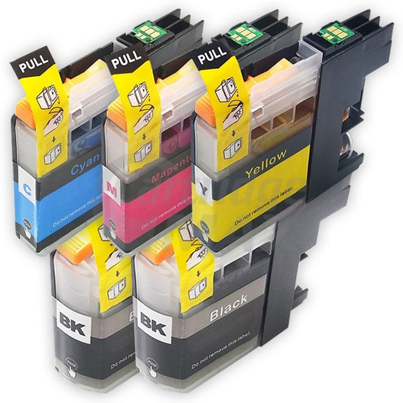 5 Pack Generic Brother LC-137XLBK + LC-135XLC/M/Y Ink Cartridges [2BK,1C,1M,1Y]