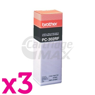 3 x Brother PC-302RF Original Thermal Printing Ribbons [2 rolls Value Pack]