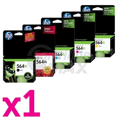 5 Pack HP 564XL Original Inkjet Cartridges CN684WA+CB322WA-CB325WA [1BK,1PBK,1C,1M,1Y]