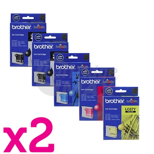 10 Pack Original Brother LC-57 Ink Combo [4BK+2C+2M+2Y]