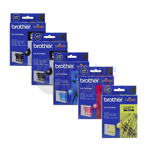 5 Pack Original Brother LC-57 Ink Combo [2BK+C+M+Y]