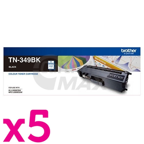 5 x Original Brother TN-349BK Black Toner Cartridge