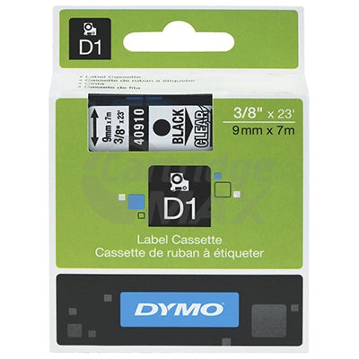 Dymo SD40910 / S0720670 Original 9mm Black Text on Clear Label Cassette - 7 meters