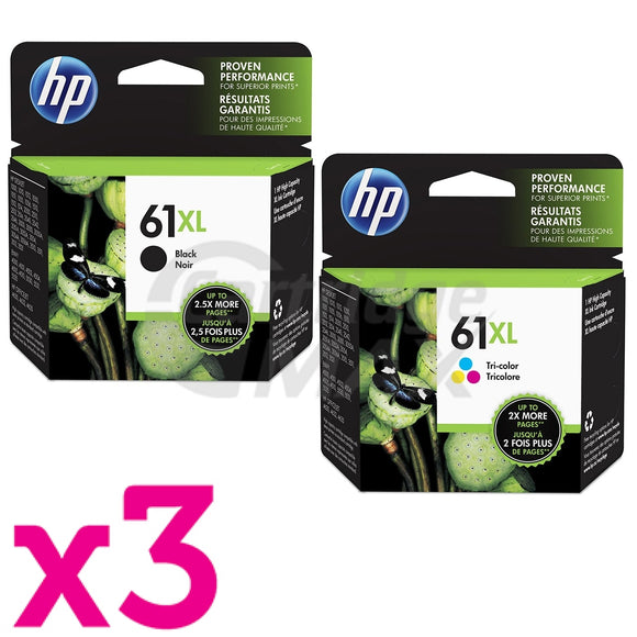 6 Pack HP 61XL Original High Yield Inkjet Cartridges CH563WA + CH564WA [3BK,3CL]