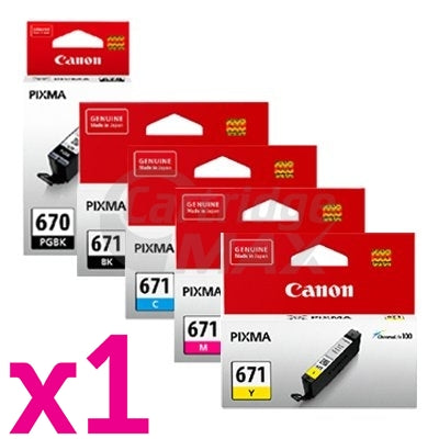 5 Pack Original Canon PGI-670, CLI-671 Inkjet Combo [1BK,1PBK,1C,1M,1Y]