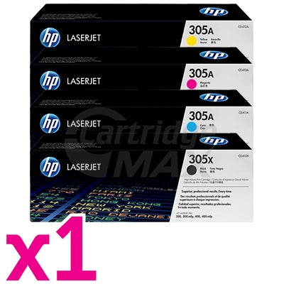 4 Pack HP CE410X-CE413A (305X/305A) Original Toner Cartridges [1BK,1C,1M,1Y]