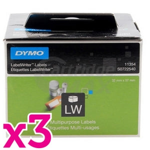 3 x Dymo SD11354 / S0722540 Original Multi Purpose Label Roll 57mm x 32mm - 1,000 labels per roll