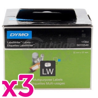 3 x Dymo SD11354 / S0722540 Original Multi Purpose Label Roll 57mm x 32mm - 1,000 labels per roll