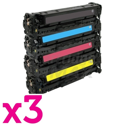 3 sets of 4 Pack HP CF380X-CF383A (312X/312A) Generic High Yield Toner Cartridges [3BK,3C,3M,3Y]