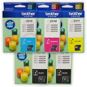 5-Pack Brother LC-231 Original Ink Combo [2BK,1C,1M,1Y]