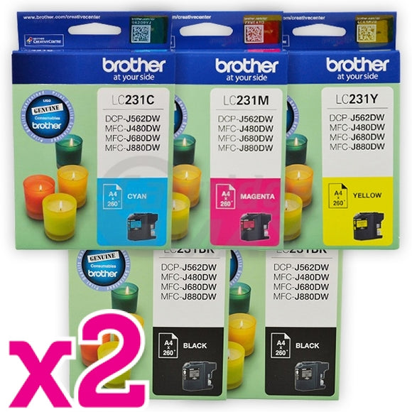 10-Pack Brother LC-231 Original Ink Combo [4BK,2C,2M,2Y]