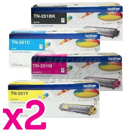 2 sets of 4-Pack Brother TN-251 Original Toner Combo [2BK,2C,2M,2Y]