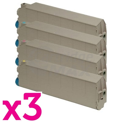 12 Pack Generic OKI C5600 / 5700 Toner Cartridges [3BK,3C,3M,3Y]
