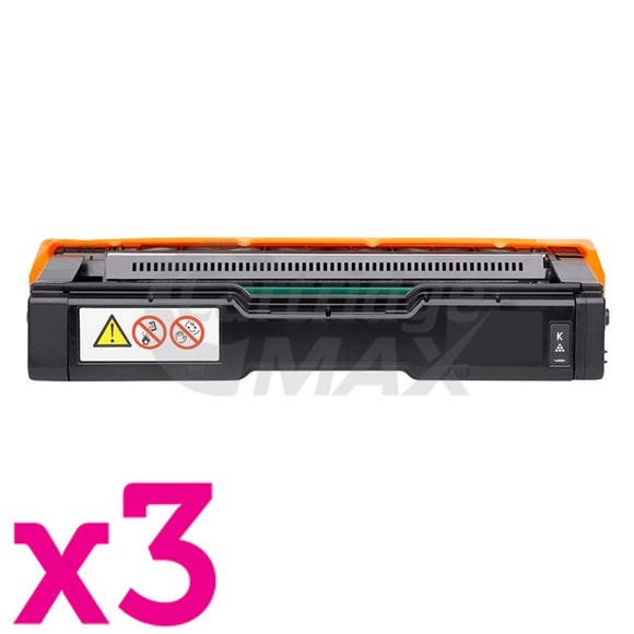 3 x Ricoh SP C220 / SP C221 / SP C222 / SP C240 Generic Black Toner Cartridge [406059]