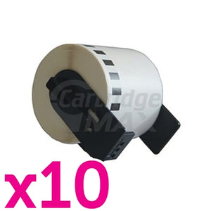 10 x Brother DK-22212 Generic Black Text on White Continuous Film Label Roll 62mm x 15.24m