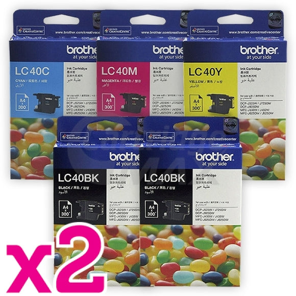 10 Pack Original Brother LC-40 Ink Combo [4BK+2C+2M+2Y]