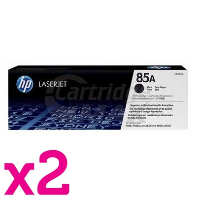 2 x HP CE285A (85A) Original Black Toner Cartridge - 1,600 Pages