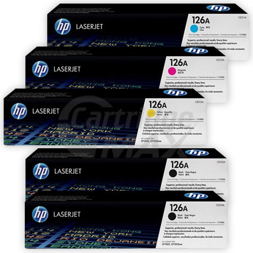 5 Pack HP CE310A-CE313A (126A) Original Toner Cartridges [2BK,1C,1M,1Y]