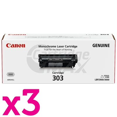 3 x Canon CART-303 Black Original Toner Cartridge 2,000 Pages